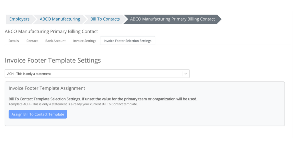 Footer Assign To Billing Contact